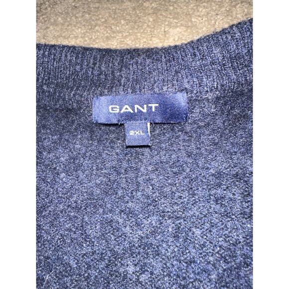GANT Navy Lambswool Full-Zip Sweater – 2XL Preppy Heritage QuietLuxury - Picture 6 of 7